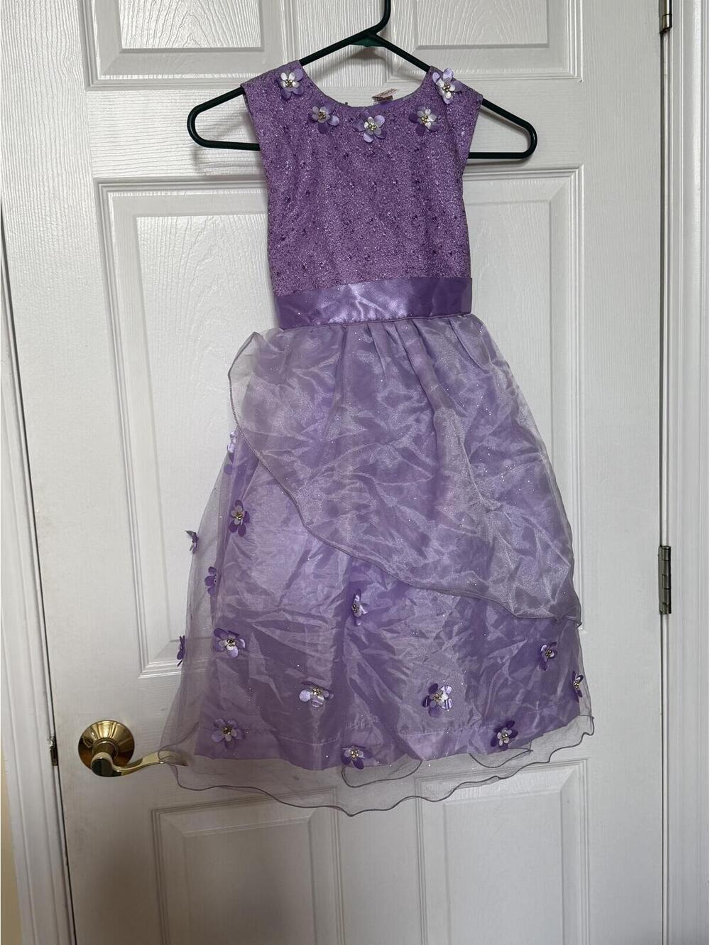 Jessica Girls Lavender Purple Floral Embellished Party Dress Size 10